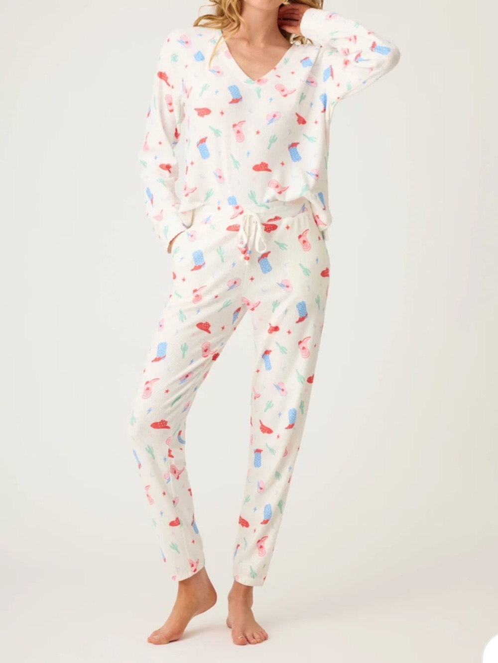 P.J. Salvage American Honey Cowboy Print Pajama Set